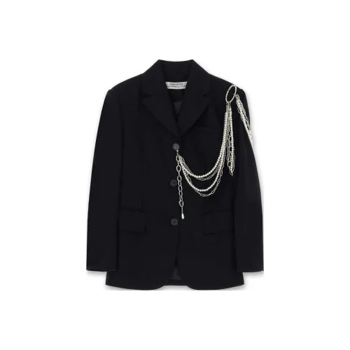 KIMHEKIM FW24 Съемный Pearl Chain Single Jacket Куртки и Пальто Женские Черный Черный