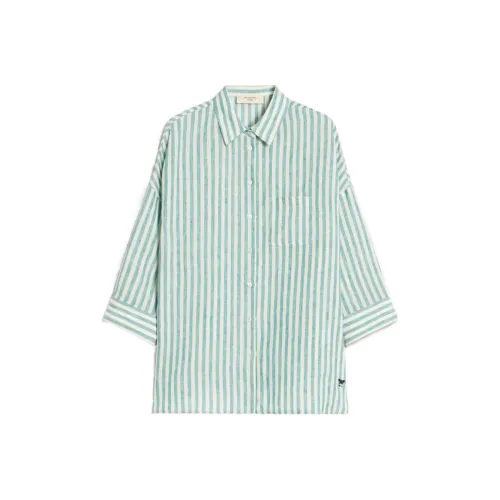 WEEKEND MaxMara Arduino Коллекция Linen Canvas Shirt Women's Green