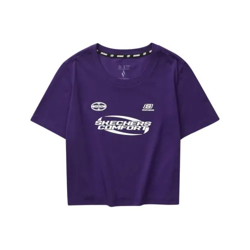 Skechers Обычный T-Shirt Женские Сливовый Фиолетовый