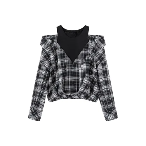 EICHITOO Рубашка Женская Черная с отделкой