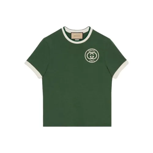 GUCCI SS23 Стандартная T-рубашка Женская Зеленая