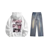 Set (Белый с флисовой подкладкой + Ностальгический синий джинсы)