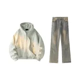 Белый узор, серый + желтый грязь, штаны