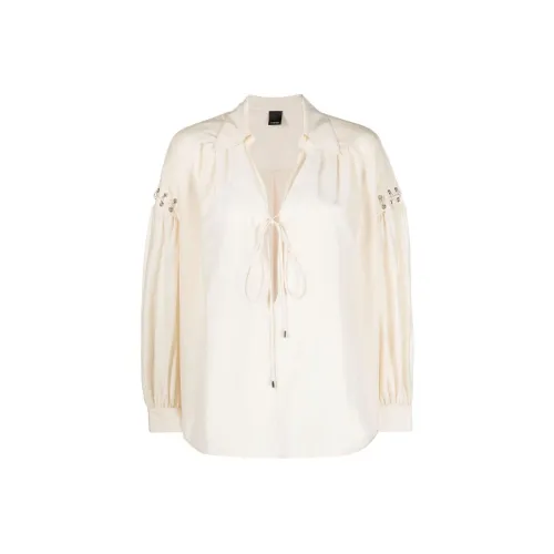 PINKO SS24 Шифон Рубашка Женская Светлый Бежевый