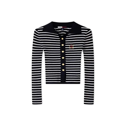 Tommy Hilfiger Темно-синий Белые полосы Женские Трикотаж