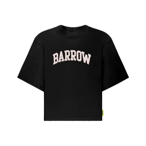 Барроу Письмо Круглый вырез Пуловер Короткий рукав Т-рубашка Женская Черная