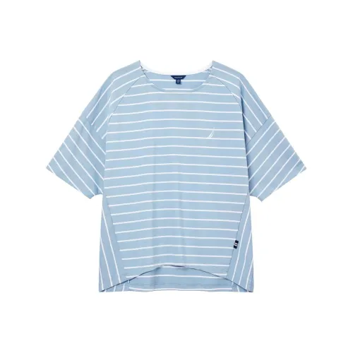 NAUTICA Т-рубашка с оборванным плечом женская синяя