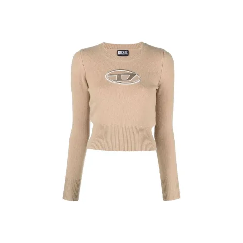 DIESEL OVAL D Series FW22 Кашемир Свитер Женские Хаки