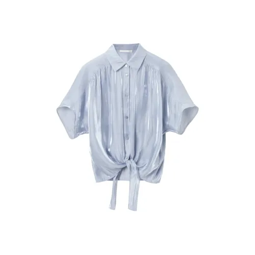 OVV Светло-синий Однотонный 10 Женские Рубашки