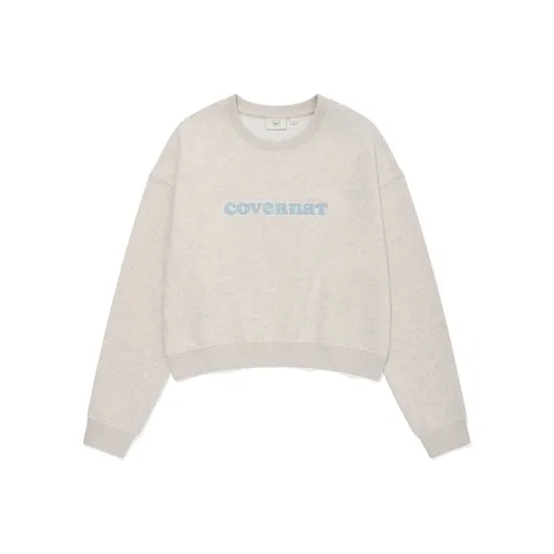 COVERNAT Круглый вырез Укороченный Повседневный Универсальный Толстовка Женские Овсяный