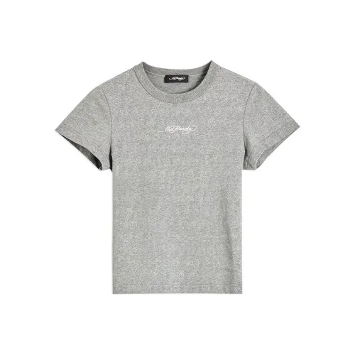 Ed Hardy SS24 Стандартная T-рубашка Женская Без рисунка Чистый Серый