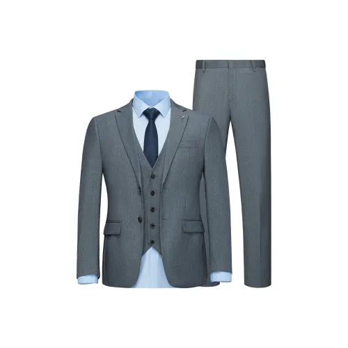 HLA Средний серый клетчатый костюм A8 + жилет + брюки костюма мужской деловой костюм