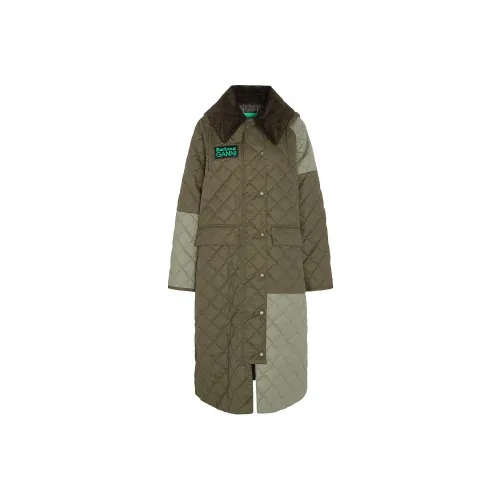 BARBOUR x GANNI Коллаборация Burghley Quilted Куртка Куртки Пальто Женские Зеленый