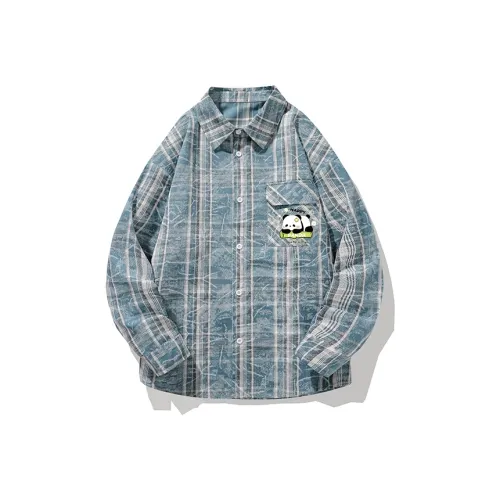 PANDA BASE Рубашка Унисекс Синяя Клетка