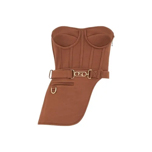 FENDI FW22 Без бретелей Топ Женский Коричневый