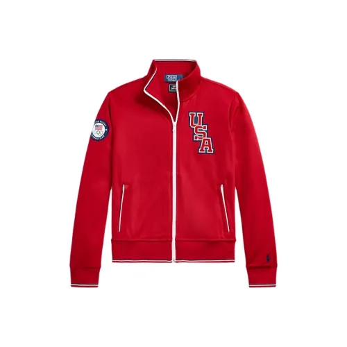 Polo Ralph Lauren Команда США Дорожка Куртка Куртки Пальто Женские Красный