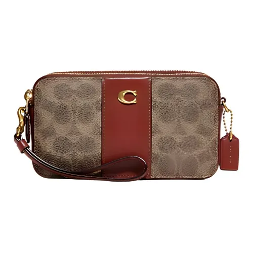 COACH Kira (Красный) Коровья кожа Сумка через плечо Сумка на плечо Маленькая Женская Коричневая