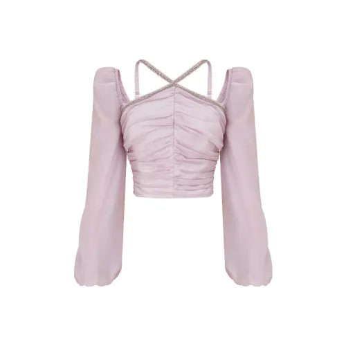 TAMMY TANGS Розовые Женские Шифоновые Рубашки