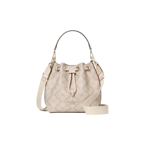 Kate Spade Цветочный дизайн PVC ведрообразная сумка одно плечо маленькая женская темно-бежевый