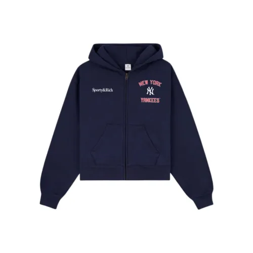SPORTY RICH x Нью-Йорк Янкис FW24 Толстовка Женская Морской Синий