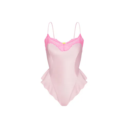 SKIMS День святого Валентина Ткани вязаные SHINE Кружево TEDDY Комбинезон Женские CHERRY BLOSSOM Цвет