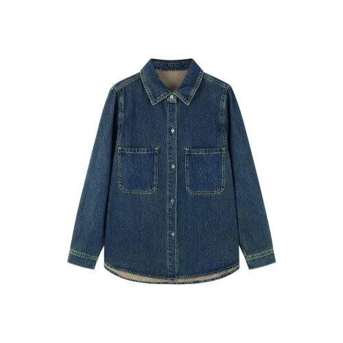 Dme Винтажный деним синий Женские рубашки