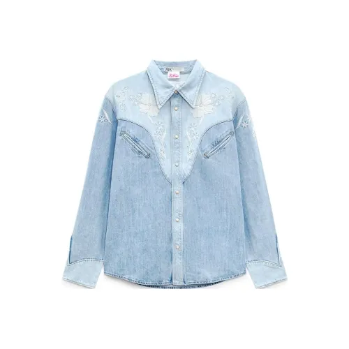 ZARA x barbie Co Бренд Джинсовый синий Женские Рубашки