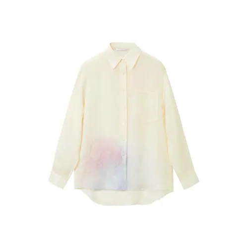 OVV Бежевый с Желтым Цветочным 10 Женские Рубашки