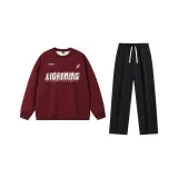 Комплект одежды (Бордовая толстовка + Черные повседневные штаны)