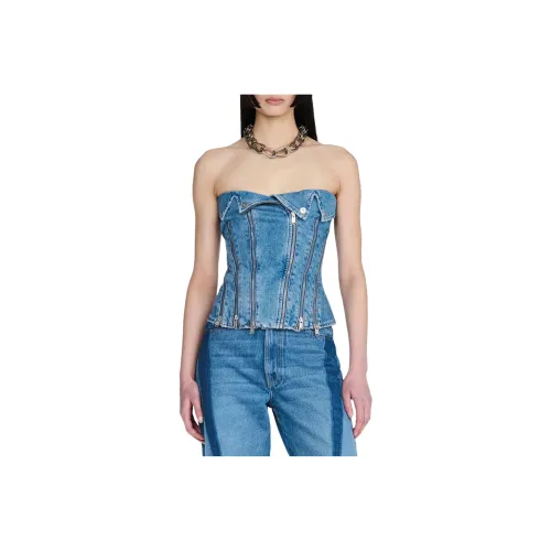 DION LEE SS24 Деним Байкер CORSET Без бретелей Топ Женские Американский Синий США Синий