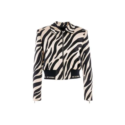 BESIONIA SS24 Куртки Пальто Женские Абрикосовые Полосы