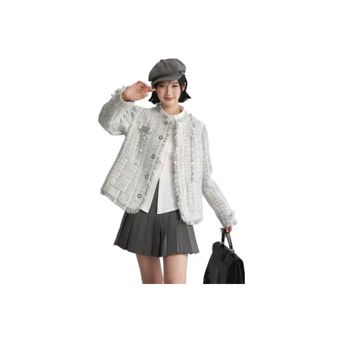 LIZIXIAN Белый и Черный В горошек Small Fragrance Куртка Женская Трикотаж