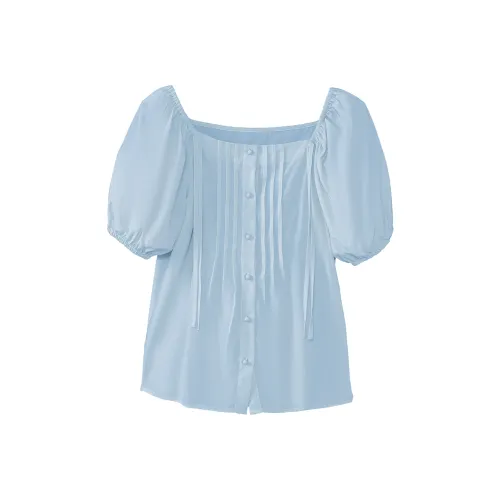 Fstudio Короткий рукав рубашка женский синий