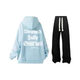 Светло-синие + черные повседневные штаны