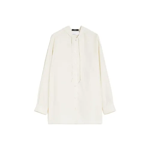 WEEKEND MaxMara Arnaldo Коллекция Шелк Habotai Туника Рубашка Женская Айвори