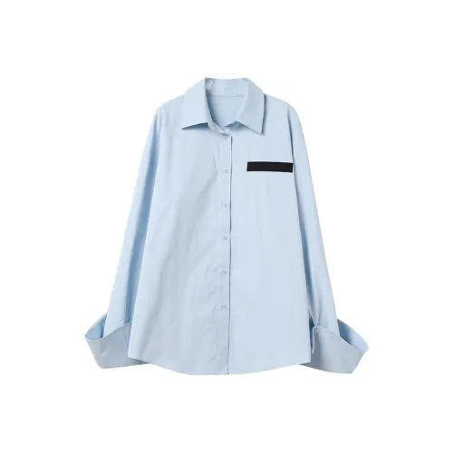 YITOUAGUA Blue Women's Shirts YITOUAGUA Синий Женские Рубашки