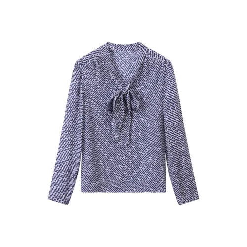 H YXIANG Рубашка Женская Синяя Белая Овал