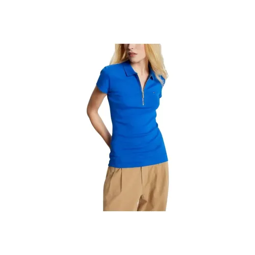 Tommy Hilfiger FW23 Slim Fit Essential Zip POLO T Рубашки Поло Поло Женские Синий