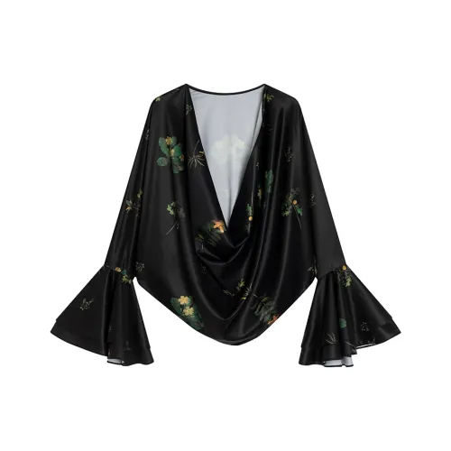 Ouyang Цвет азурита Женские Рубашки