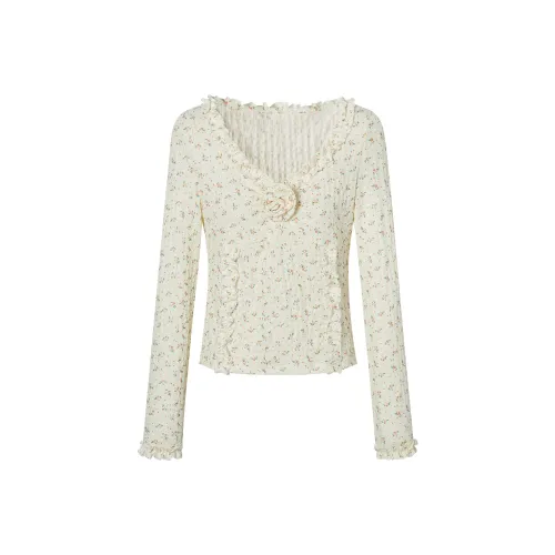 I'M ONE Трикотаж Женский Бежевый с Цветами