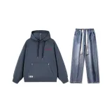 Комплект (Темно-серый топ + темно-синие джинсы) красный