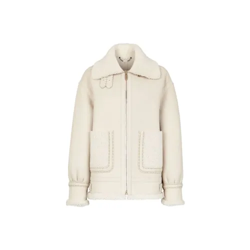 FENDI Кожа Куртка Женская Кремовая
