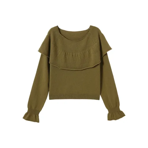 YESWOMEN Оливково-зеленый Женские кашемировые свитеры