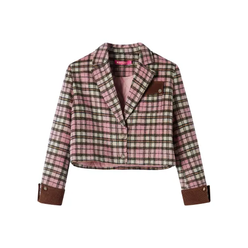 BETTERSAY 2024 Осенний Свитшот Женский Коричневый и Желтый Клетка