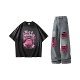 Чёрный + Розовый Рваные