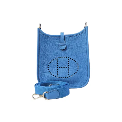 HERMES Evelyne Taurillon Clemence Коровья кожа Сумка через плечо Сумка на плечо Мини Женская Синяя