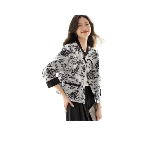 Mo Han Yi Mei Куртки Пальто Женские Черный Белый