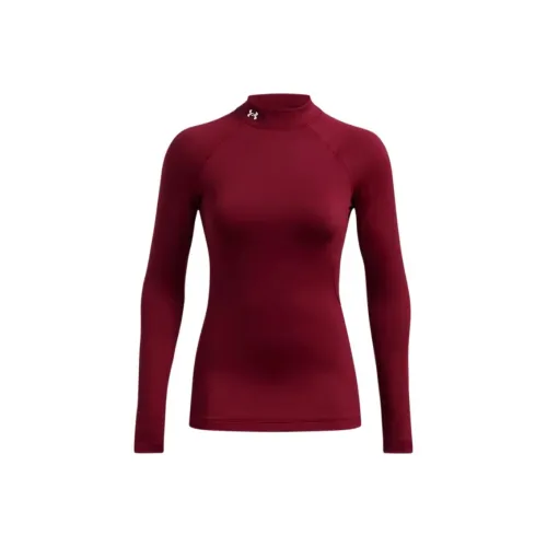 Under Armour ColdGear Рукав реглан T-рубашка Женская Темно-красный