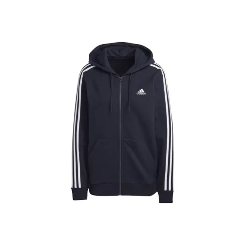 Adidas Essential Essentials 3 Stripes French Terry Стандартный Full Zip Hoodie Куртки и Пальто Женские Ink Синий