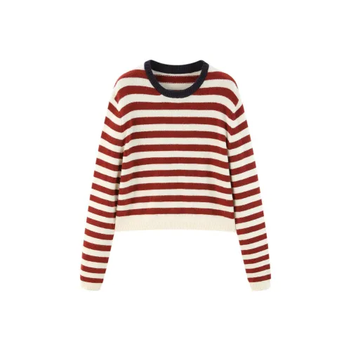 【Dme】 Трикотаж Женский Красный Белый Полосы